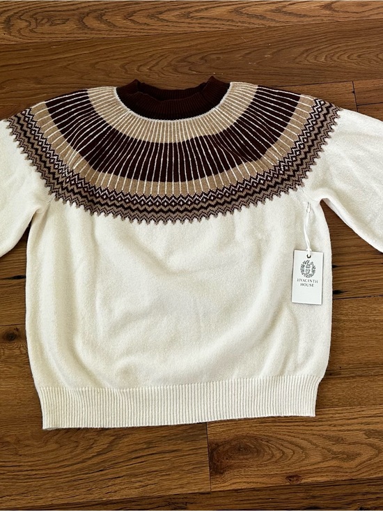 Tuckernuck Sweaters - Tuckernuck Hyacinth House Cream/brown Fair Isle Yoke Sweater Size M NWT
